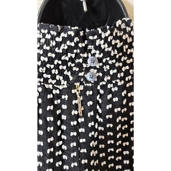 Kate Spade New York Smocked Clip Swiss Dot Mock Neck Flutter Midi Dress Size 4 - Picture 5 of 6